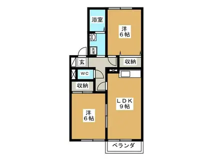 グリーンハウス和合 B(2LDK/2階)の間取り写真