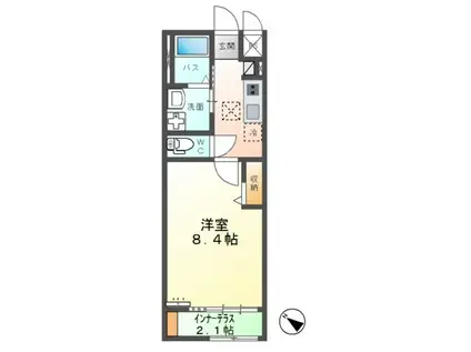 ユメグラン・ハッピネトゥーモ(1K/1階)の間取り写真