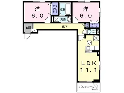 レイアフォレストIII(2LDK/1階)の間取り写真