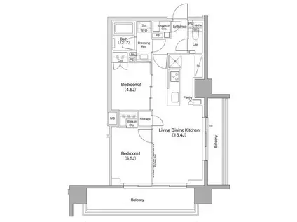 ザ・パークハビオ滝野川(2LDK/11階)の間取り写真
