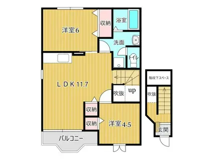 フルールセーヌII(2LDK/2階)の間取り写真