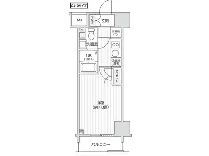 レジディア笹塚II(1K/12階)の間取り写真