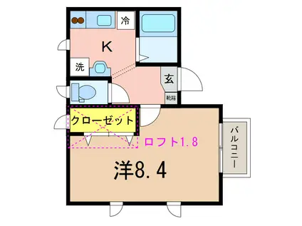 JR越後線 内野駅 徒歩8分 2階建 築22年(1K/2階)の間取り写真
