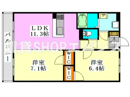 サンドプレイス(2LDK/3階)の間取り写真