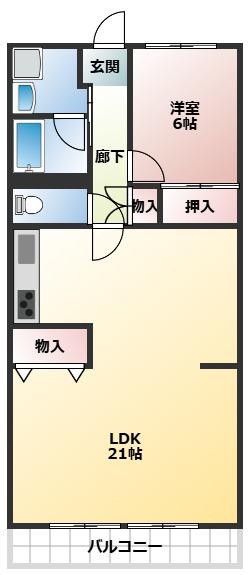 シャトー八戸ノ里(1LDK/10階)の間取り写真