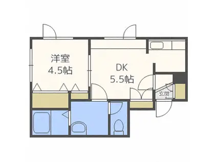 マリンパレス月寒弐番館(1LDK/3階)の間取り写真