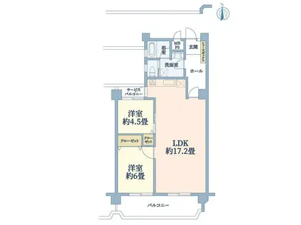 宮崎台バーズビレジB号棟(2LDK/5階)の間取り写真