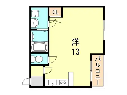 平野レジデンス(ワンルーム/2階)の間取り写真
