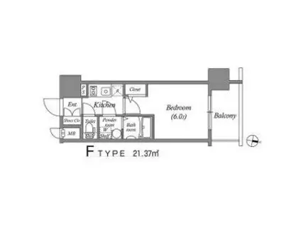 エスリード難波ザ・ゲート(1K/9階)の間取り写真