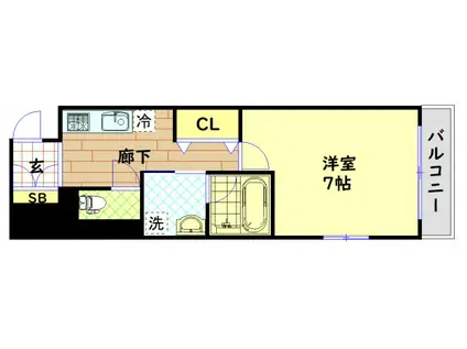 フェールヴィル阿波座(1K/7階)の間取り写真