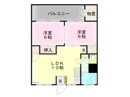 マンションカイゼル(2LDK/3階)の間取り写真