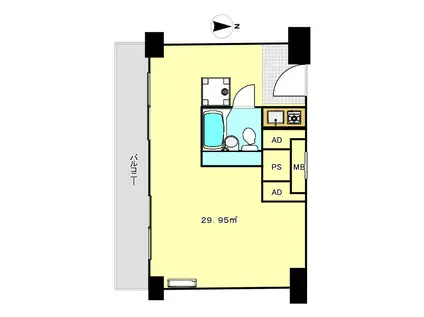 パピリオーテ西横浜(ワンルーム/6階)の間取り写真