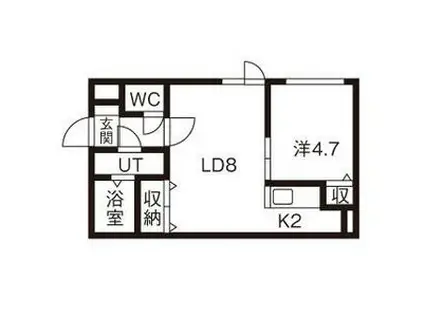 レアリゼ南円山(1LDK/4階)の間取り写真