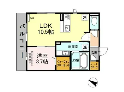 タリータウン大濠公園(1LDK/2階)の間取り写真