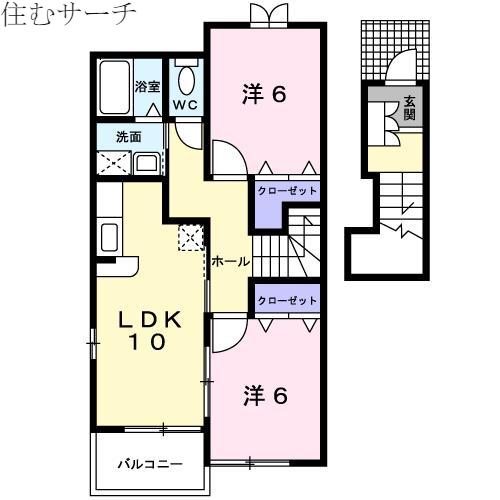 サン・ホーム誠和II(2LDK/2階)の間取り写真
