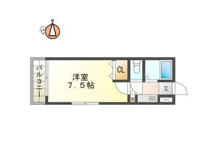 シーズンテラス山城(1K/4階)の間取り写真