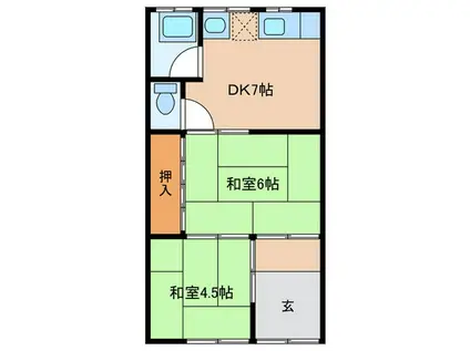 地下鉄東山線 本陣駅 徒歩13分 1階建 築74年(2DK/1階)の間取り写真