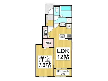 レジデンス千曲 A棟(1LDK/1階)の間取り写真