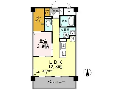 佐賀県佐賀市 7階建 築11年(1LDK/4階)の間取り写真