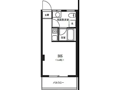 東京コミュ インナーテラススペース付リニューアルリノベーション(ワンルーム/3階)の間取り写真