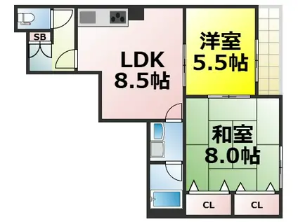 メゾン・メイプル(2LDK/3階)の間取り写真