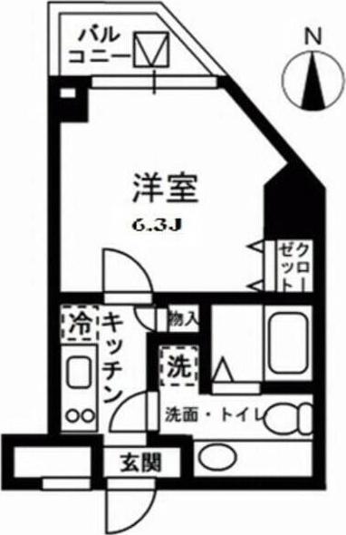 レジディア中野(1K/9階)の間取り写真