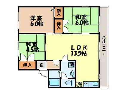 セジュールタテダ(3LDK/2階)の間取り写真