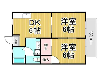 コナハイツA棟(2DK/2階)の間取り写真