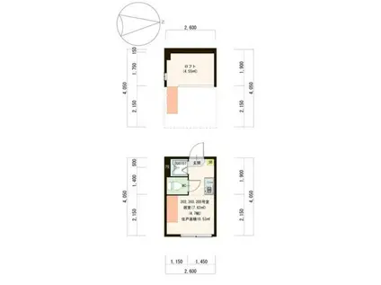 ハーモニーテラス萩中(ワンルーム/2階)の間取り写真