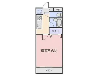 ハイツ八之坪(1K/1階)の間取り写真