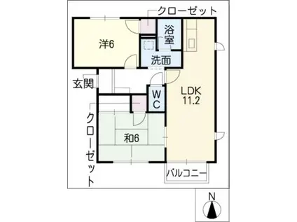 ファミール上小田井 B棟(2LDK/2階)の間取り写真