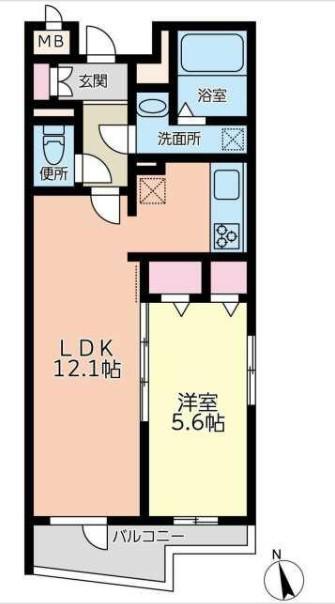 エムクォート三軒茶屋(1LDK/1階)の間取り写真