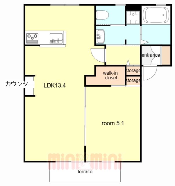 ヴェルドミールII(1LDK/1階)の間取り写真
