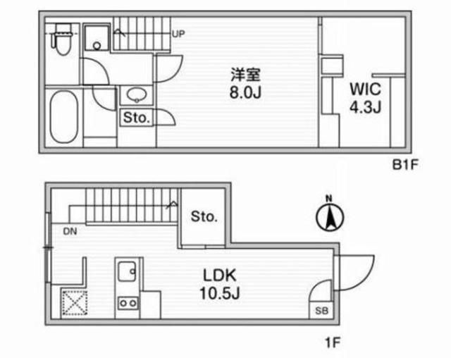 ルクレ自由が丘(1LDK/2階)の間取り写真