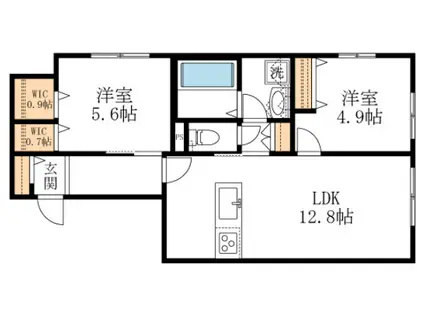 ヘーベルスパークII(2LDK/1階)の間取り写真