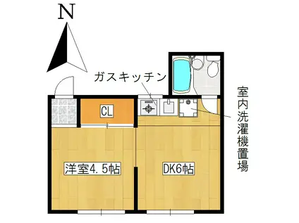 明和荘(1DK/2階)の間取り写真