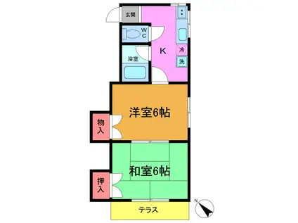 サンライズ山本(2K/1階)の間取り写真