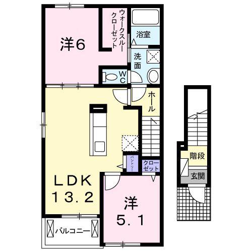 HEART HOUSE II(2LDK/2階)の間取り写真