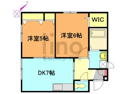 PLUMERIA(2DK/1階)の間取り写真