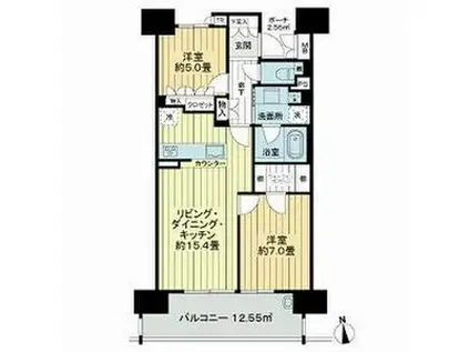 マストスクエア一宮(2LDK/2階)の間取り写真