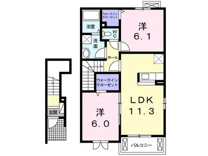 グラン・マルシェ(2LDK/2階)の間取り写真