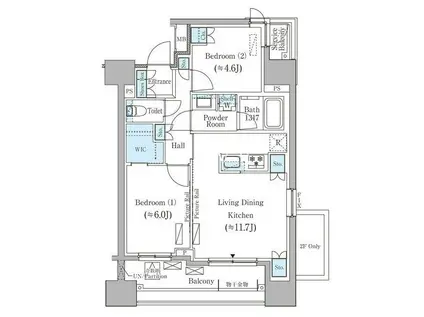パークアクシス御茶ノ水ヒルトップ(2LDK/3階)の間取り写真