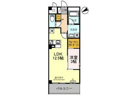 グランデ オヴェスト(1LDK/2階)の間取り写真