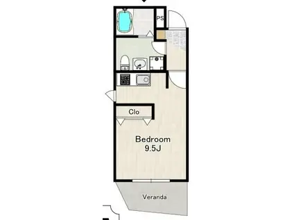 アパルトマン・クリビア(1K/1階)の間取り写真