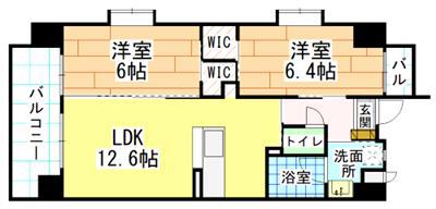 ハイネス槻田(2LDK/2階)の間取り写真