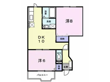 ローブレTK(2LDK/1階)の間取り写真