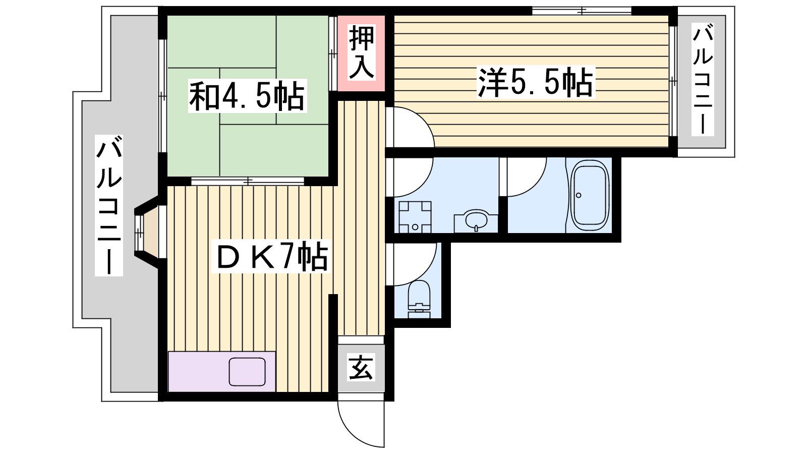 サンライズ伊伝居(2DK/3階)の間取り写真