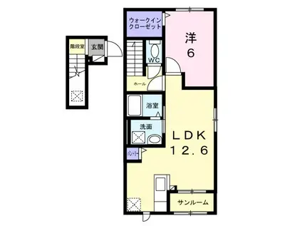 ヴァーチュ葵(1LDK/2階)の間取り写真
