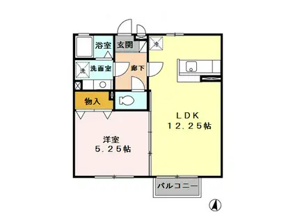 グラシアスナガヌマ II棟(1LDK/2階)の間取り写真