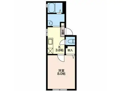 コーポアルデア(1K/2階)の間取り写真